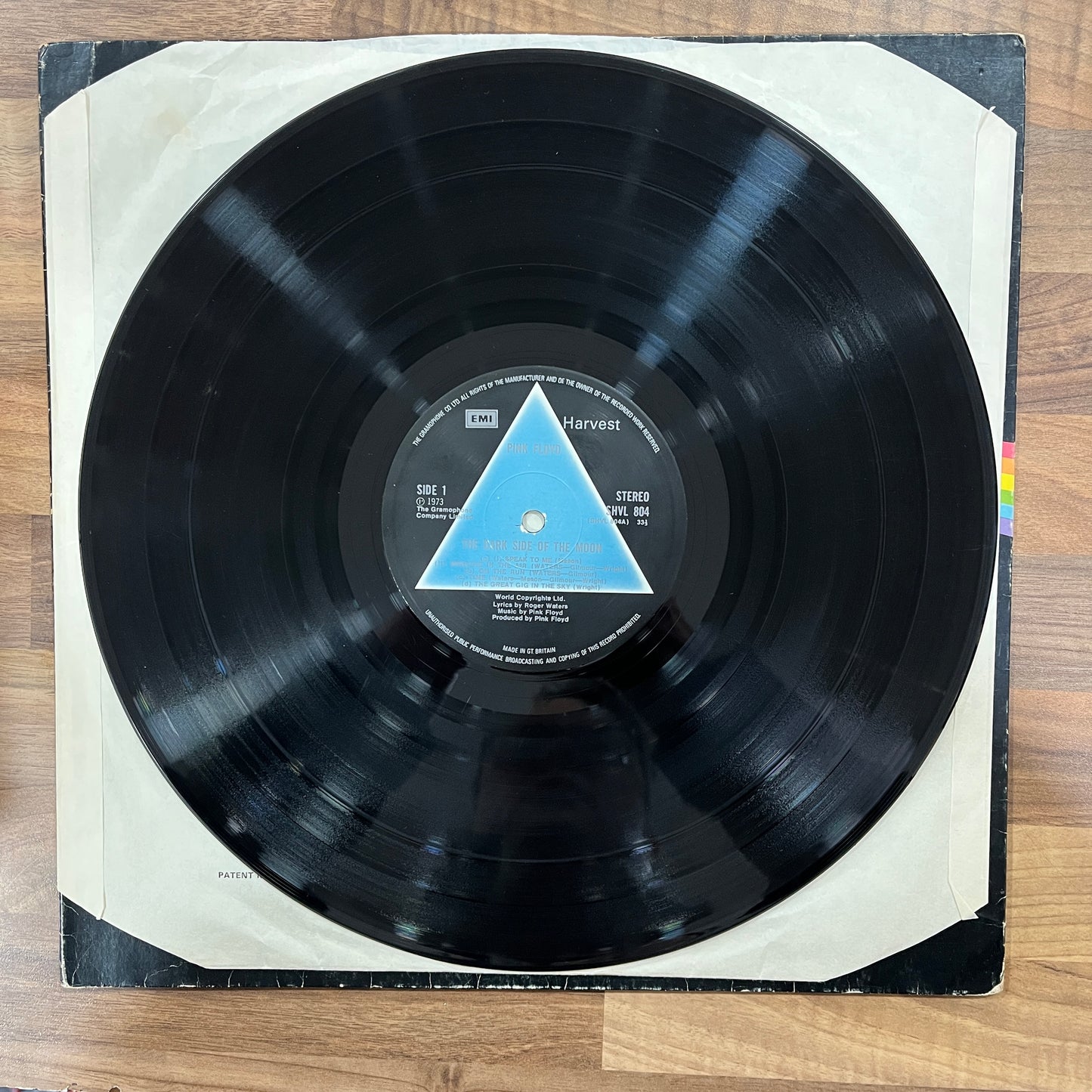 Pink Floyd - The Dark Side Of The Moon first pressing album cover south records solid blue triangle
