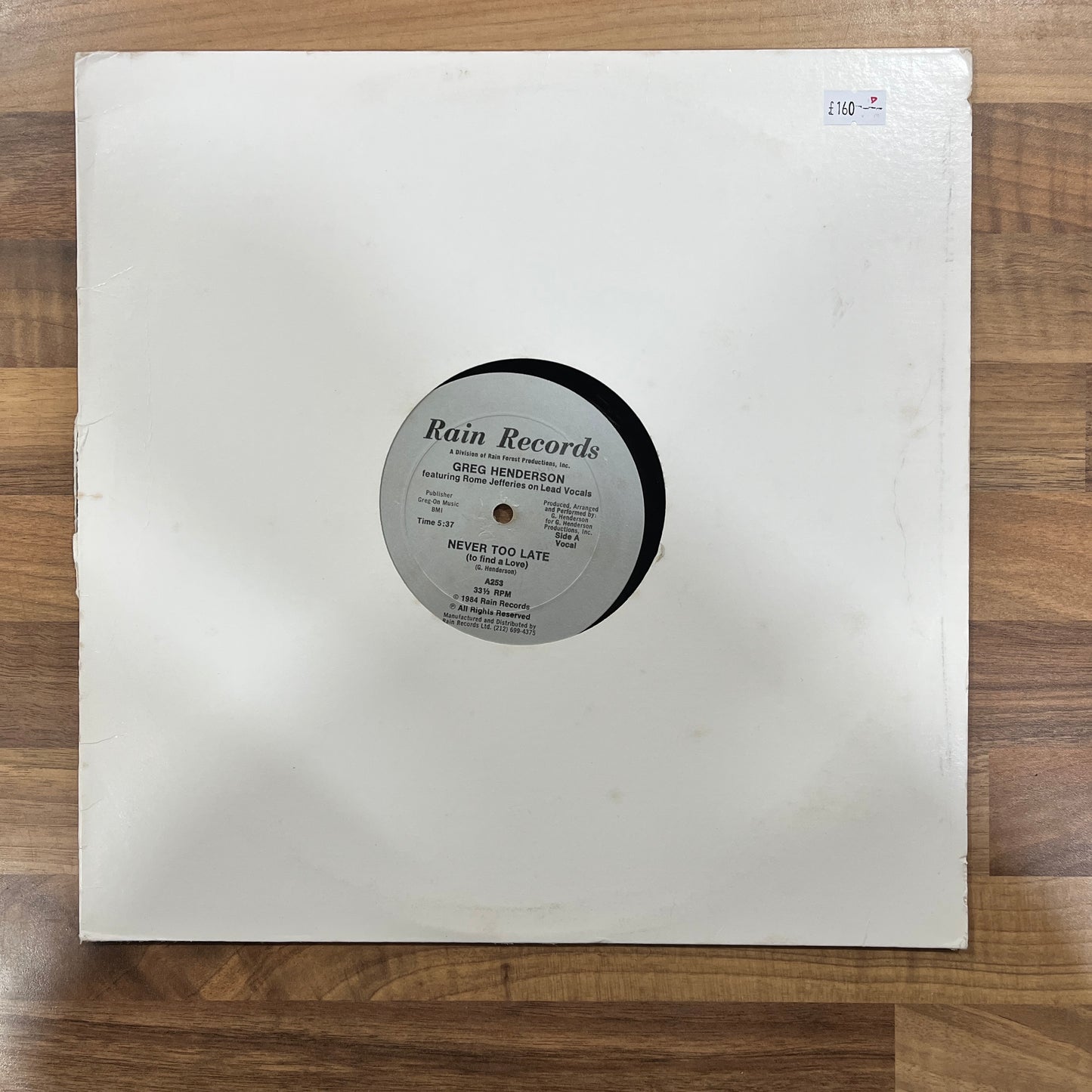 Greg Henderson featuring Rome Jefferies ‎– Never Too Late (To Find A Love)